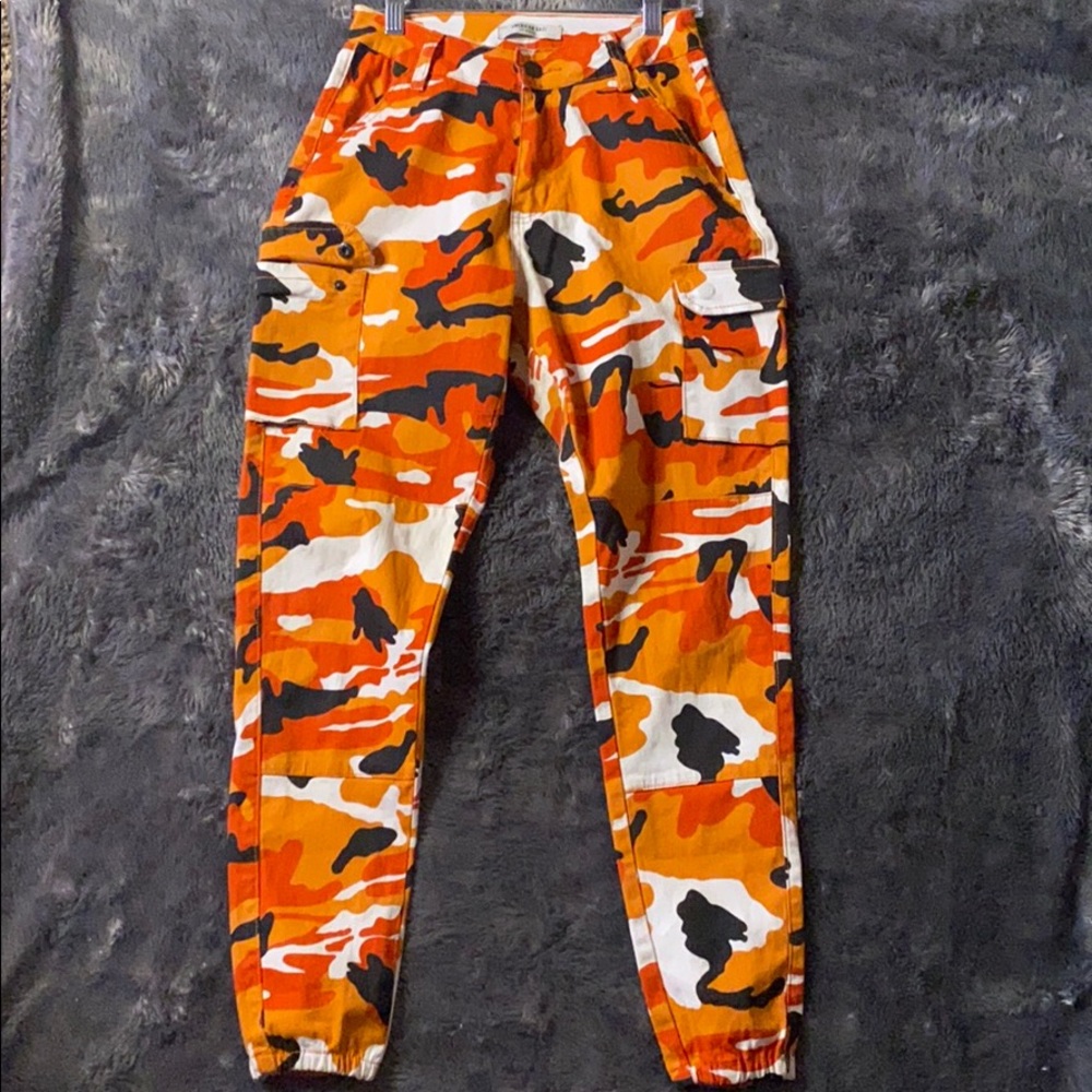 Neon Orange Camp Cargo Pants